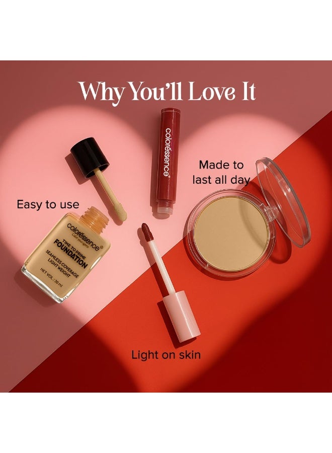 Coloressence Glow Ritual Face Makeup Kit Set of 3 for Women, Karva Chauth (Medium Skin Tone) | Easy to Use (Compact Powder, Foundation, Liquid Sindoor) - Image 2